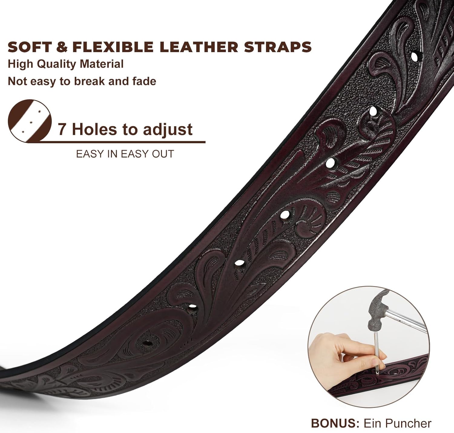 Western Leather Belt for Men Women Cowgirl Cowboy Western Longhorn Bull Buckle Belt for Jeans Christmas Gifts Belts - Image 4