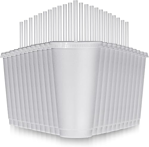 Miniatura 7 de Dandat 24 vasos de plástico con tapa y pajita, vasos reutilizables de 24 onzas, vaso de café helado con purpurina a granel, taza de viaje para niños