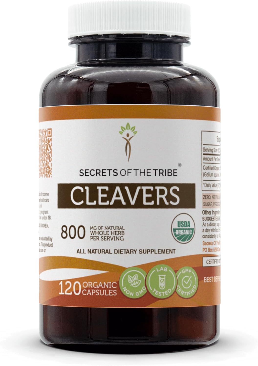 Secrets of the Tribe Cleavers USDA Organic 60 Capsules | Made with Vegetarian Capsules and Certified Organic Cleavers (Galium aparine) Dried Herb (60 Capsules)