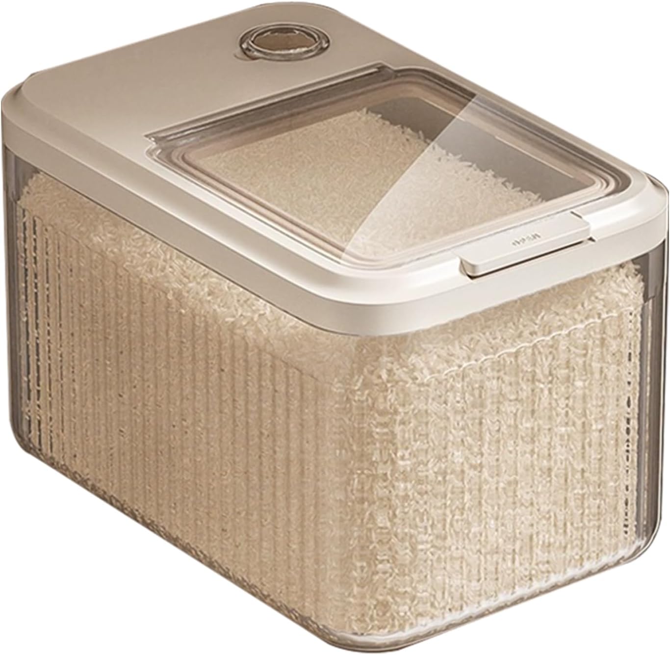 Dog Food Storage Bin, Bulk Grain Dispenser for Pantry with Measuring Cup, Bpa Free with Visual Transparent Window, Lightweight Portable Organizer, Medium 14l Size White