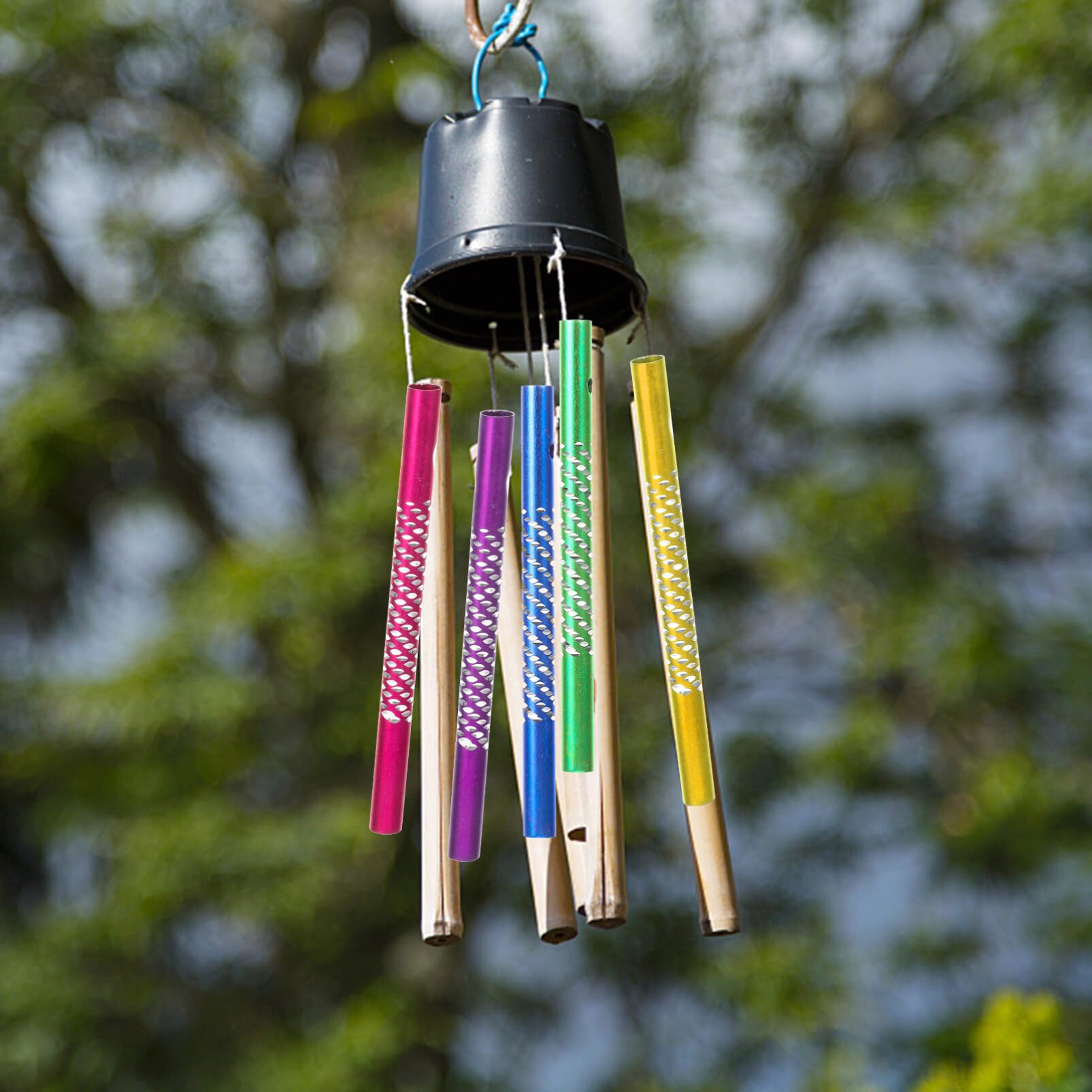 Yardwe 50PCS Wind Chime Tubes Colorful Wind Chime Kit DIY WindChime Parts for Boys Girls Arts Crafts Garden Home Outdoor Hanging Decoration 8CM - Image 3