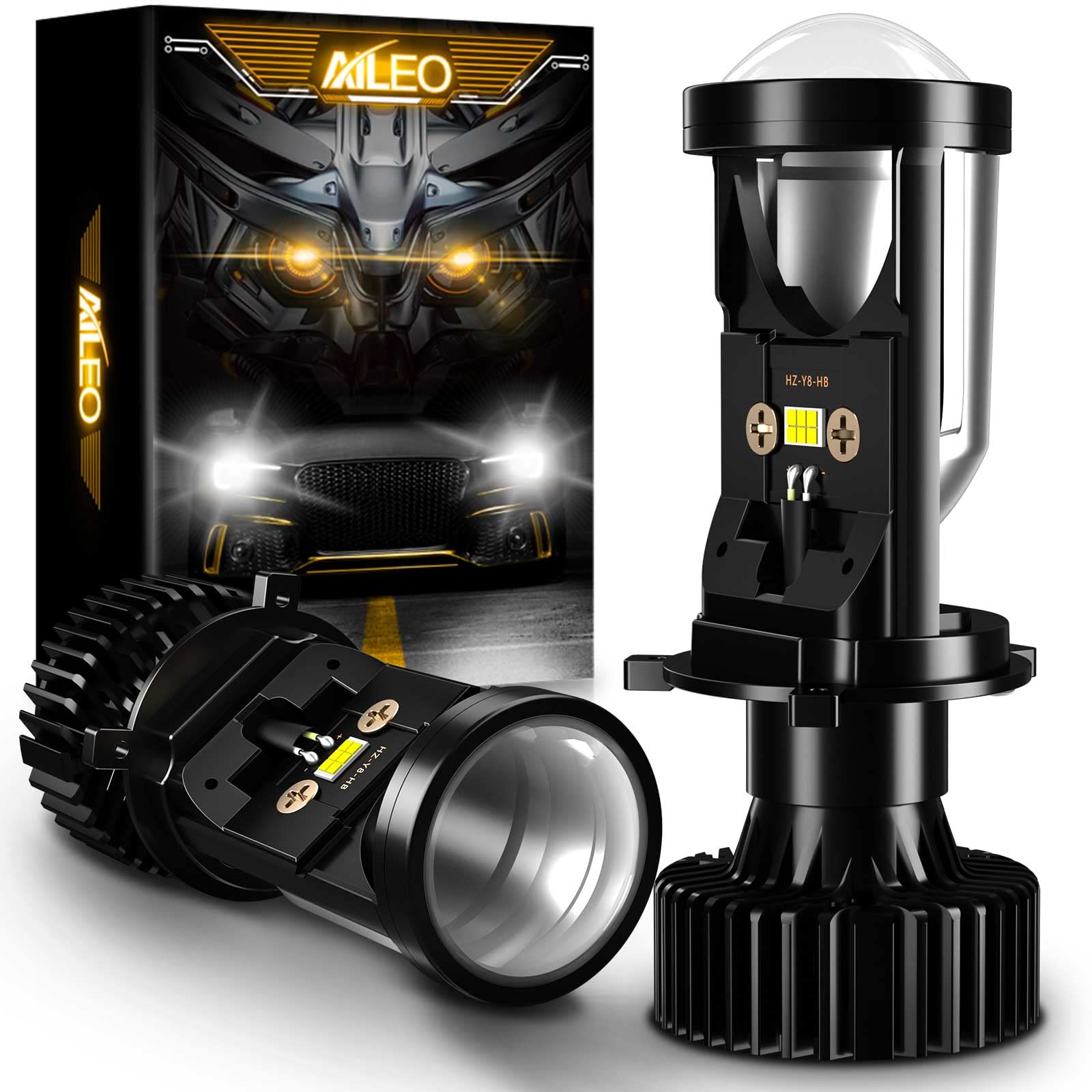 Left-Hand Drive H4 LED Headlight Bulbs Mini Projector Lens EMC Canbus 90W 20000LM 6000K White H4 900
