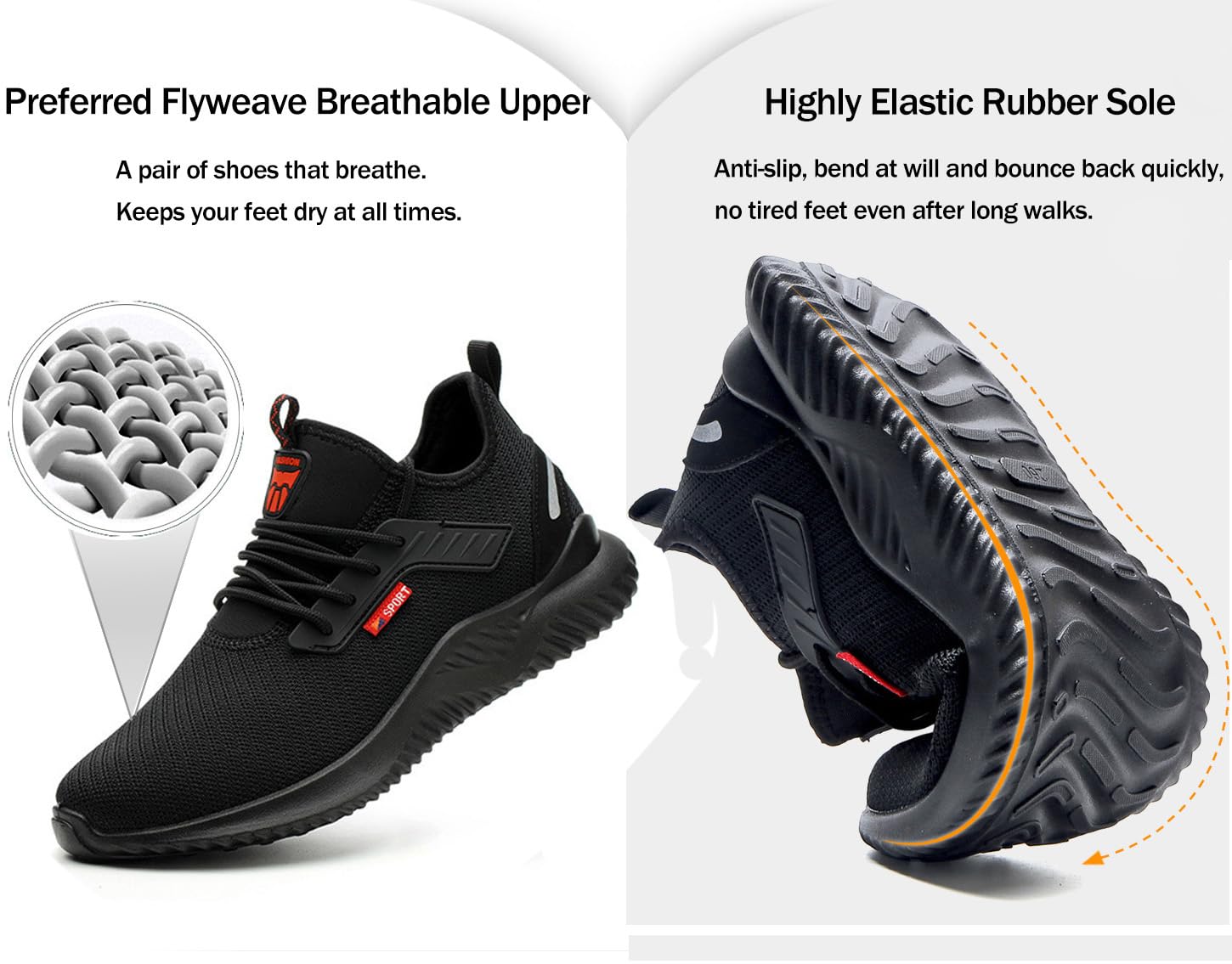 Calish Scarpe Antinfortunistiche Uomo Donna Scarpe da Lavoro con Punta in Acciaio Leggere Comode Scarpe Sicurezza Sportive Scarpe da Cantiere Antiscivolo Traspiranti