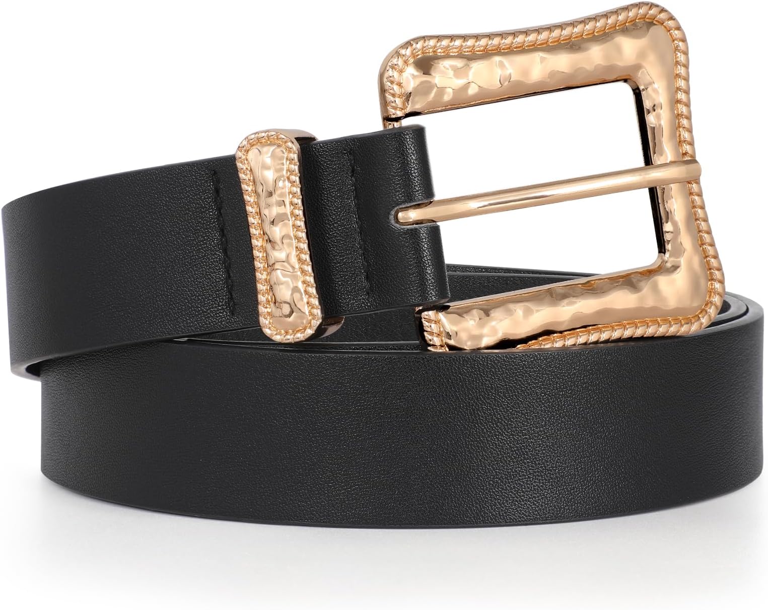 Plus Size Women's Leather Belt for Jeans Pants, Fashion Ladies Waist Belt with Gold Buckle
