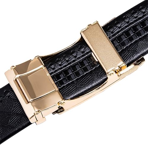 Miniatura 5 de Barry.Wang Cinturón de trinquete 3 hebillas Set de regalo para hombre Cinturones de cuero de grano hebilla automática 1 38 "Día del Padre Negocios