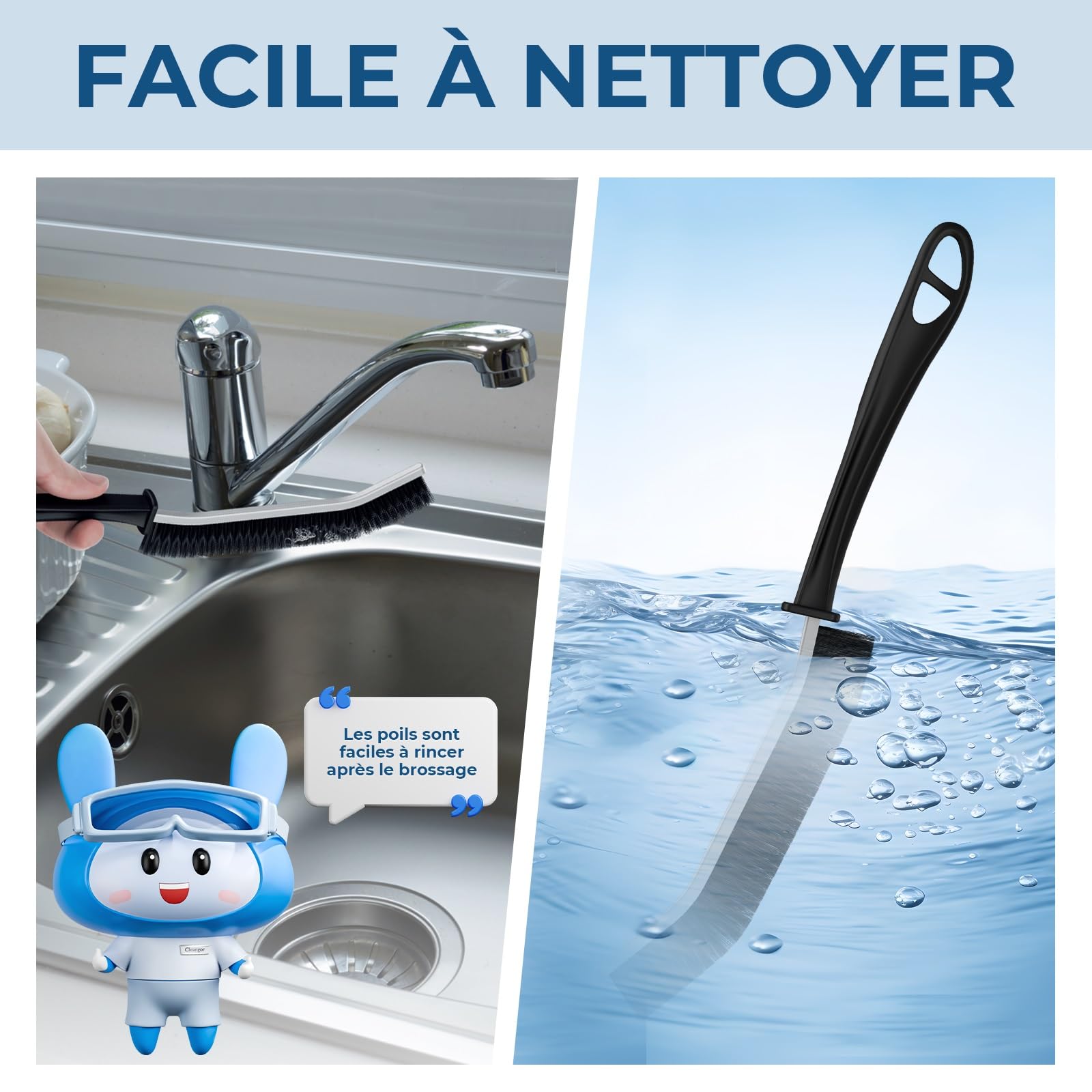 Brosse à Joint Carrelage Cleangor Avec Poignée Ergonomique - Nettoyage Salle De Bain Cuisine Fenêtres (6, Noir)