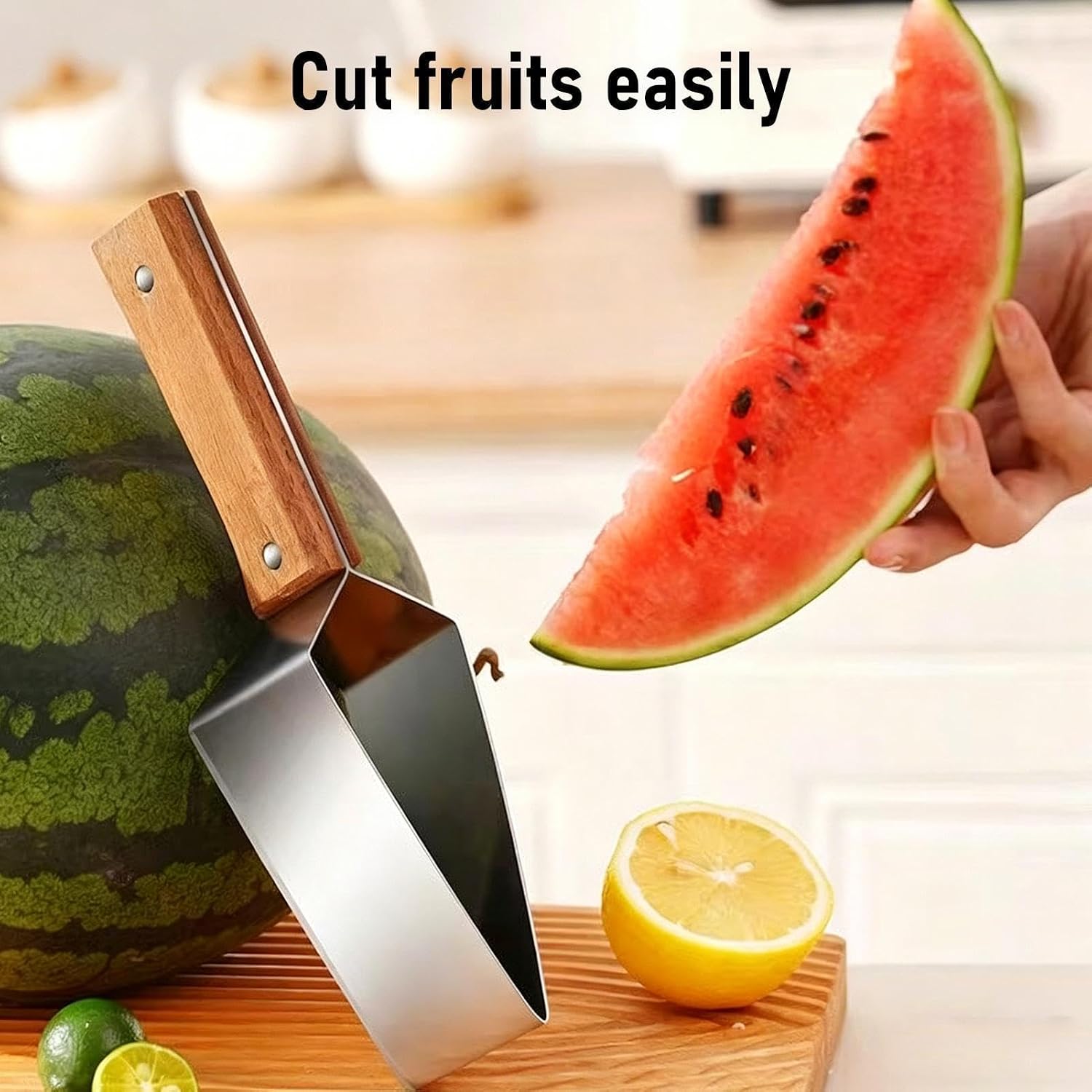 Triangle Watermelon Cutter Ergonomic Triangle with Wooden Handle