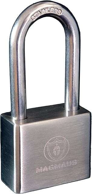 Magmaus® PDE/40 [Never-Rust] Heavy Duty Padlock Outdoor Weatherproof - [High Security Protection] - Ideal Gate or Shed Lock (40 mm - Long Shackle)