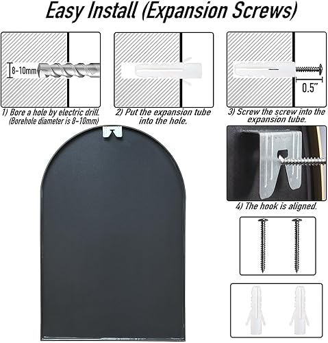 Miniatura 5 de Espejo de arco rectangular de longitud completa de 24 x 36 pulgadas, para colgar o contra la pared, marco de metal, espejo de maquillaje para