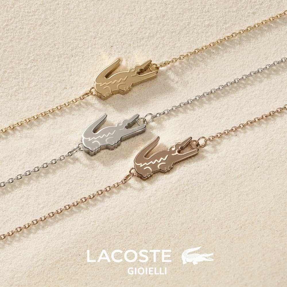 Lacoste Braccialetto a catena da donna Collezione CROCODILE disponibile in versione argentata, dorata o in oro rosso