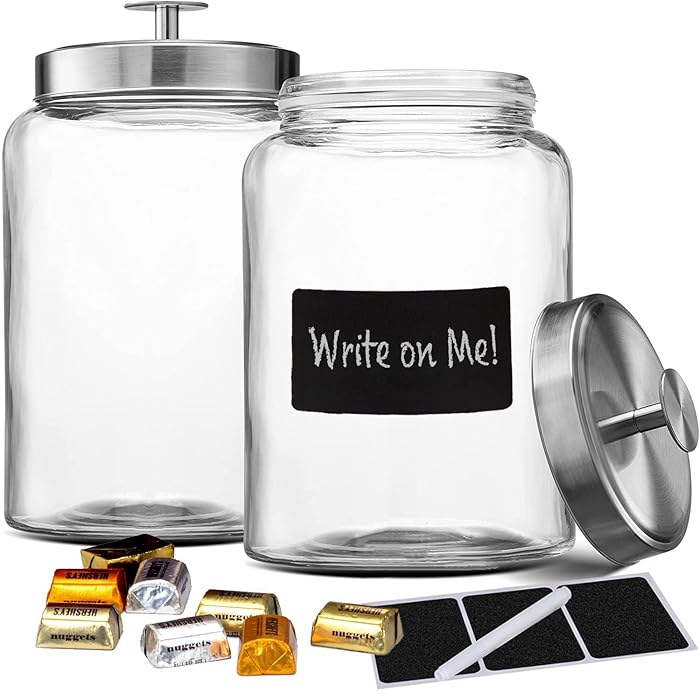 Buy 2 Large 1Gallon Glass Jars with Stainless Steel Airtight Lids