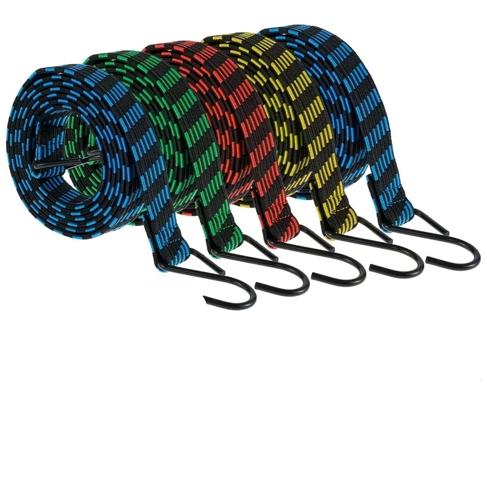 Cuerda con Gancho para Bicicleta, Cuerdas elásticas con Ganchos, Cuerda elástica Plana de 80 Pulgadas, 5-10 Uds. for Equipaje de Motocicleta y Bicicleta(Red,10Pcs)