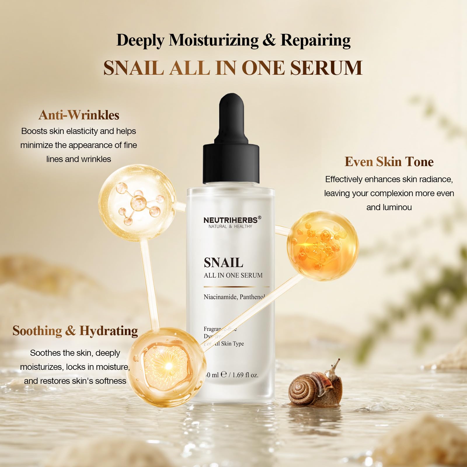 Neutriherbs Snail Mucin, Snail Serum Anti Wrinkle Essence - Image 2