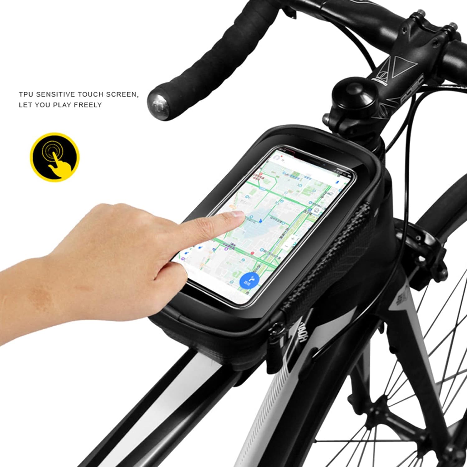 Waterproof Bike Frame Bag Bike Bicycle Cell Phone Holder Bicycle Bag EVA Pressure Resistant TPU Touch-Screen Handlebar Bag