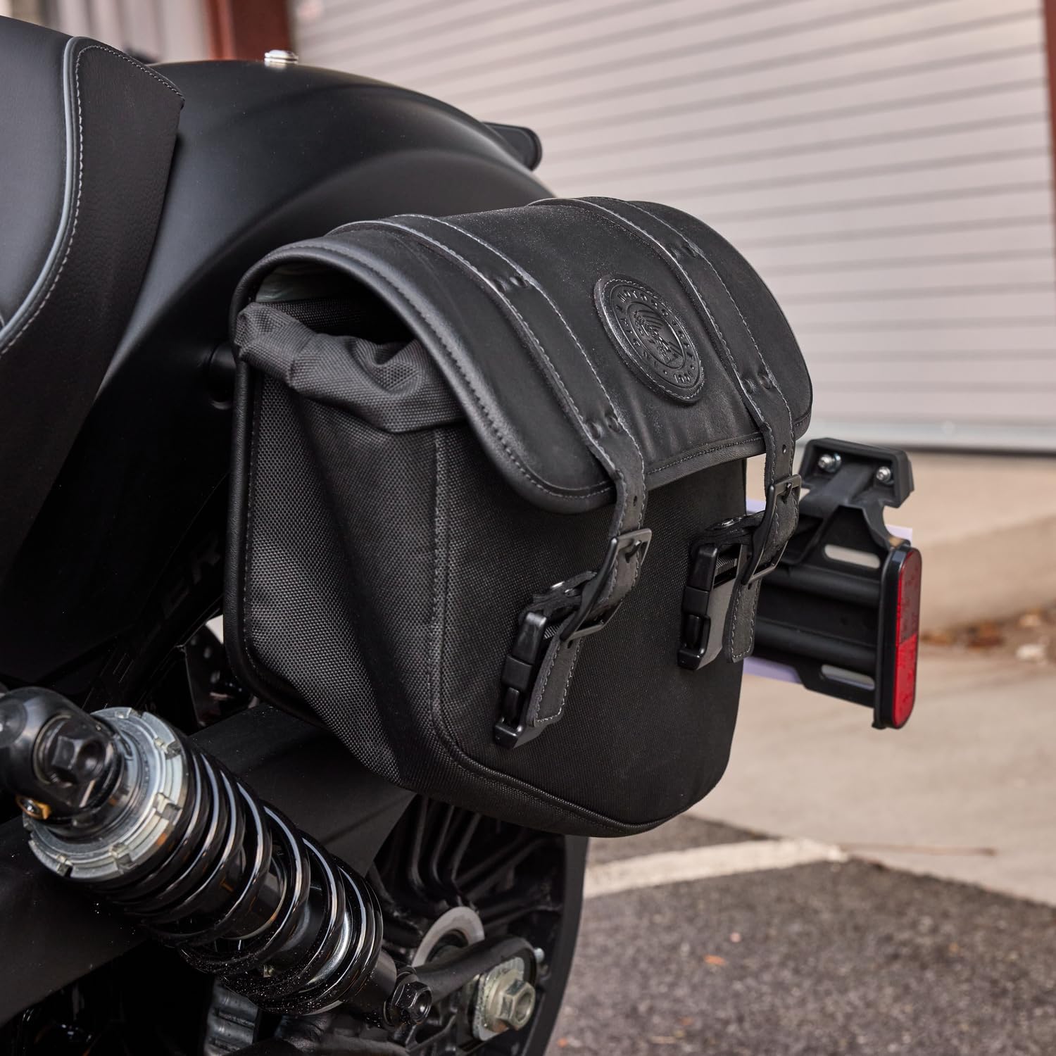 Indian Motorcycle Left-Hand Bobber Saddlebag, for Specific Models, Black Polyester, Mounting Hardware and Reflector - Part 2890283-VBA