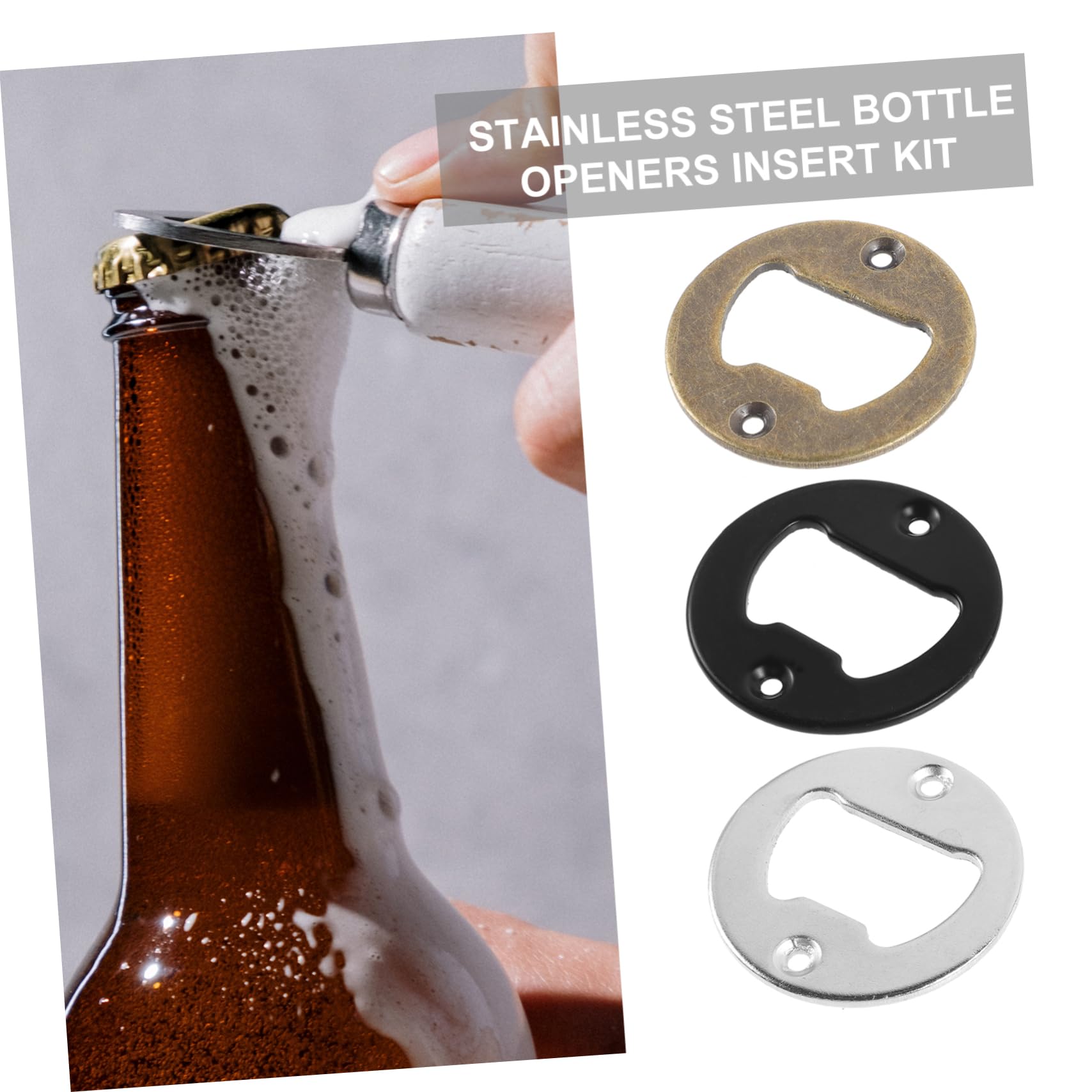 GRIRIW Stainless Steel Bottle Opener Inserts Diy Hardware Kit Key Bottle Opener Inserts Vintage Style Bulk Pack