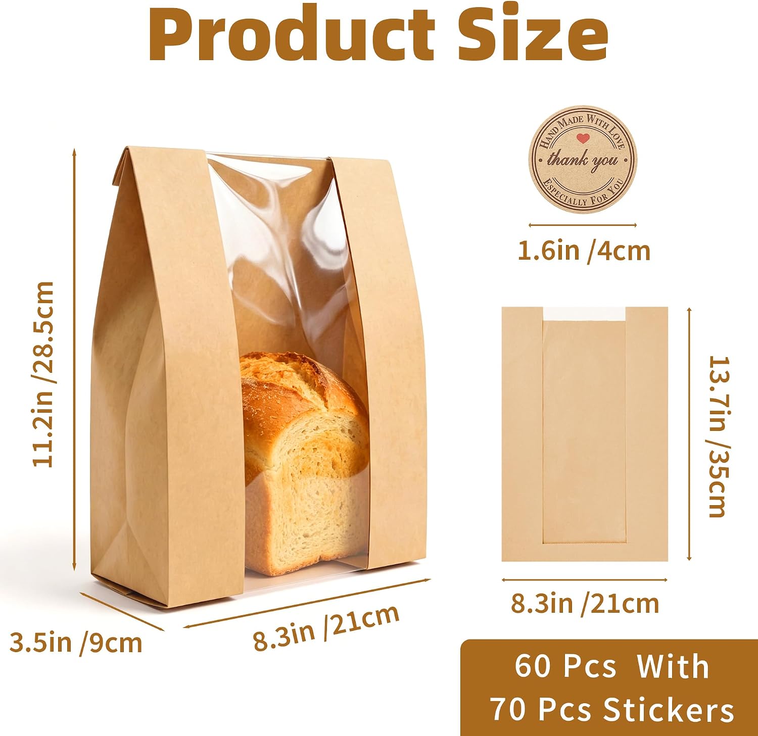 Homrelaxy 60 Pcs Paper Bread Bags for Homemade Bread Sourdough with Window