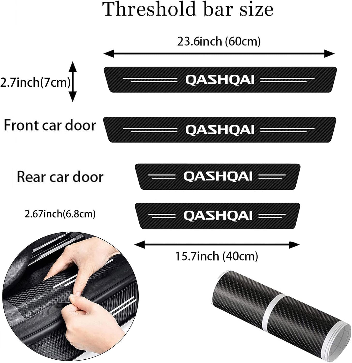 4Pezzi Fibra di Carbonio Battitacco per Auto Sticker,per Nis-san Qashqai J10 J11 J12 2009-2018 2019 2020 2021Benvenuto Pedaliera Protezione Styling Auto E carrozzeria Adesivi Decorativi Accessori