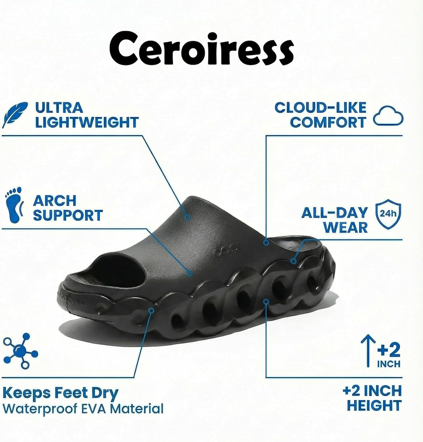 Unisex EVA Platform Flatform Recovery Slides Sport Sandals Open toe Clogs - Image 8