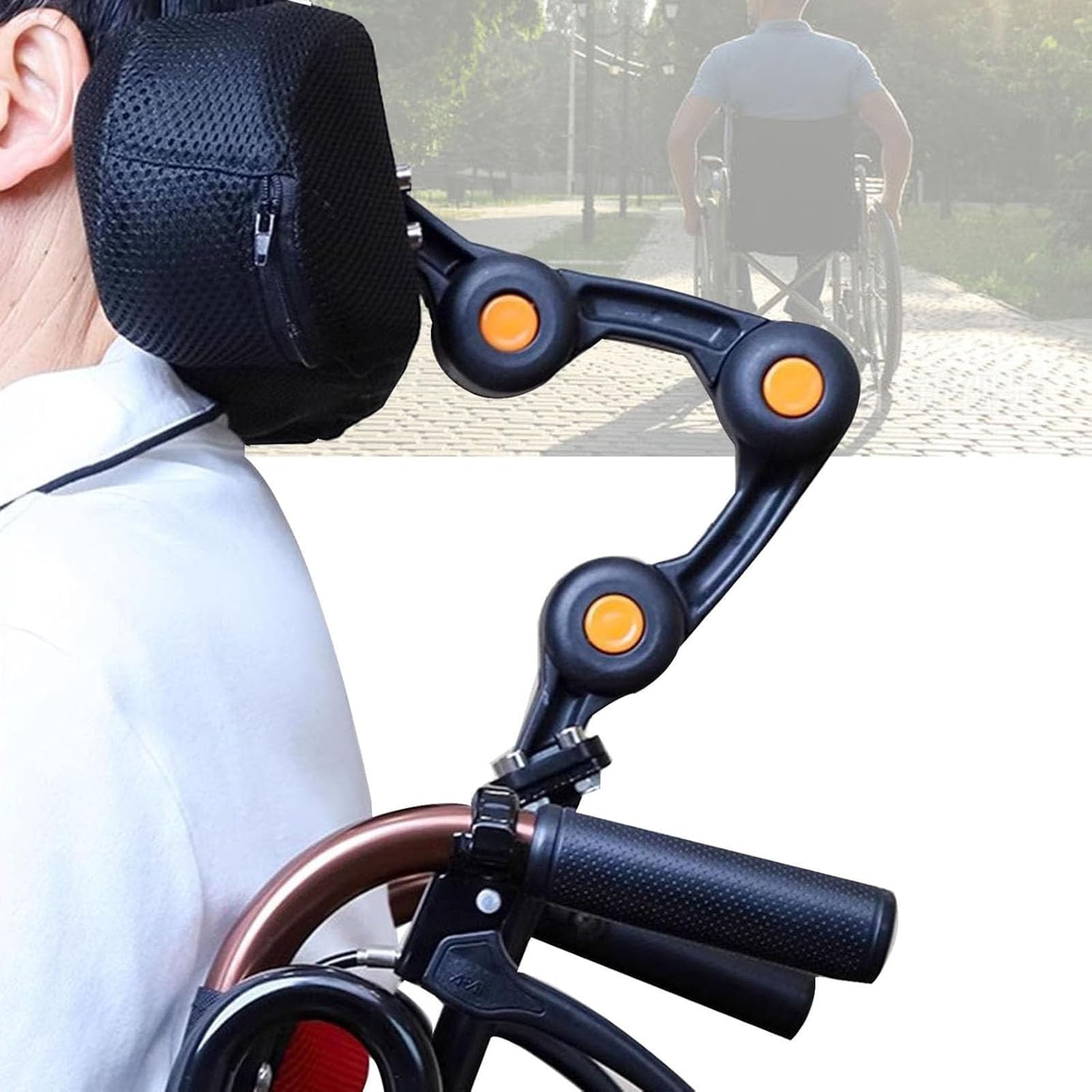 Poduszka na zagłówek i kark do wózka inwalidzkiego z regulowanym oparciem, ergonomiczny komfort dla osób starszych, seniorów i pacjentów, uniwersalne akcesoria do poduszek na wózek inwalidzki