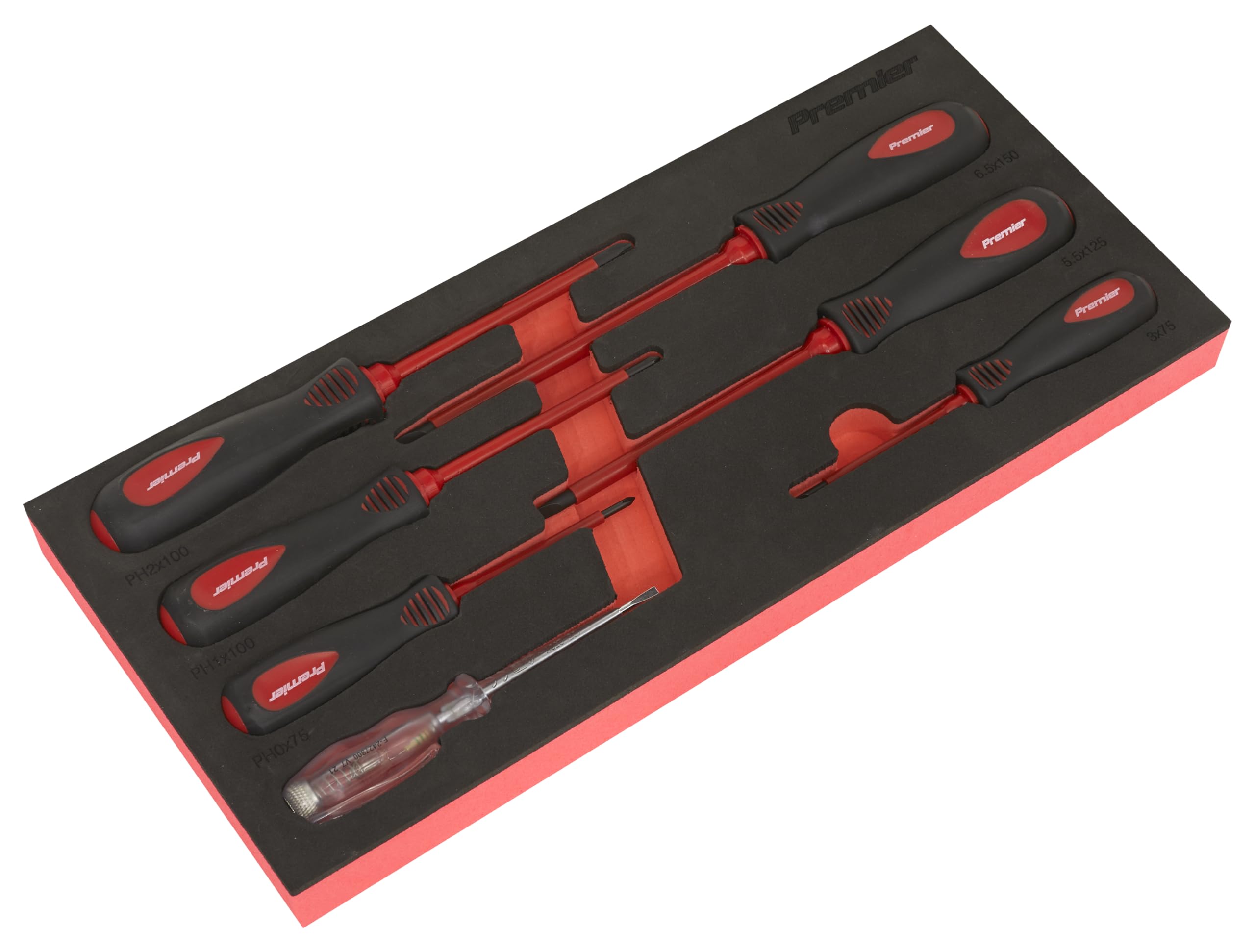 Sealey Red Premier 7Pc Screwdriver Set - Vde Approved - Tbte04