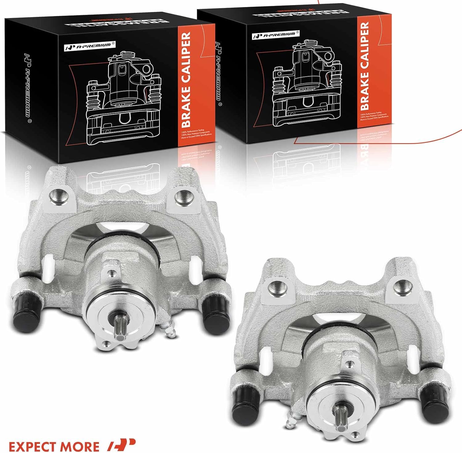 A-Premium Disc Brake Caliper Assembly with Bracket Compatible with Volkswagen Tiguan 2018-2023 2.0L - Rear Driver and Passenger Side, 2Pcs