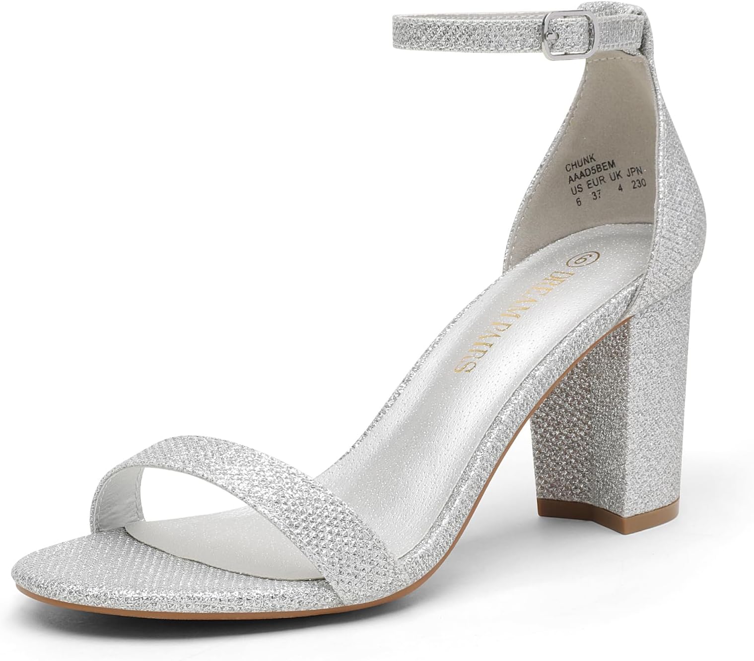 Women's Chunky Block Heel Sandals, Open Toe Ankle Strap Dress Shoes, Comfortable Wedding Guest Heels for Party, Prom and Formal Events