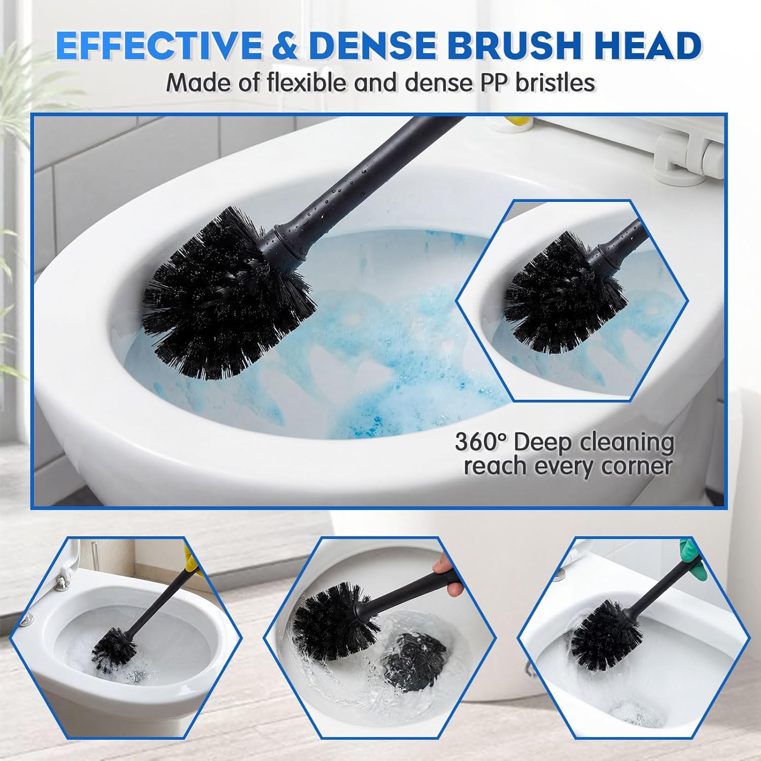 Sawysine 12 Pcs Toilet Plunger and Brush Set 6 Pack 18" Rubber Plunger with Double Thrust Force Suction Cup Wood Handle and 6 Pack 16.54" Toilet Bowl Brush Bulk for Bathroom Store Restaurant (Wood)