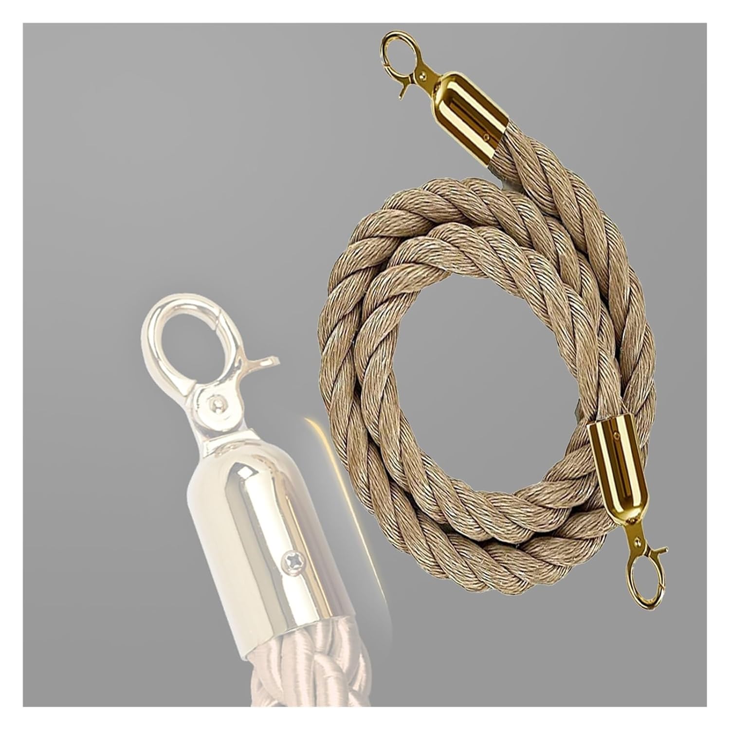 Queue Barrier Ropes for Crowd Control, 2-13Ft Twisted Hemp Rope Barrier for Queue Divider, Stanchion Rope Barriers for Queue Posts, Rope Safety Barrier for Crowd Control Queue Barrier (Color : Rope-G