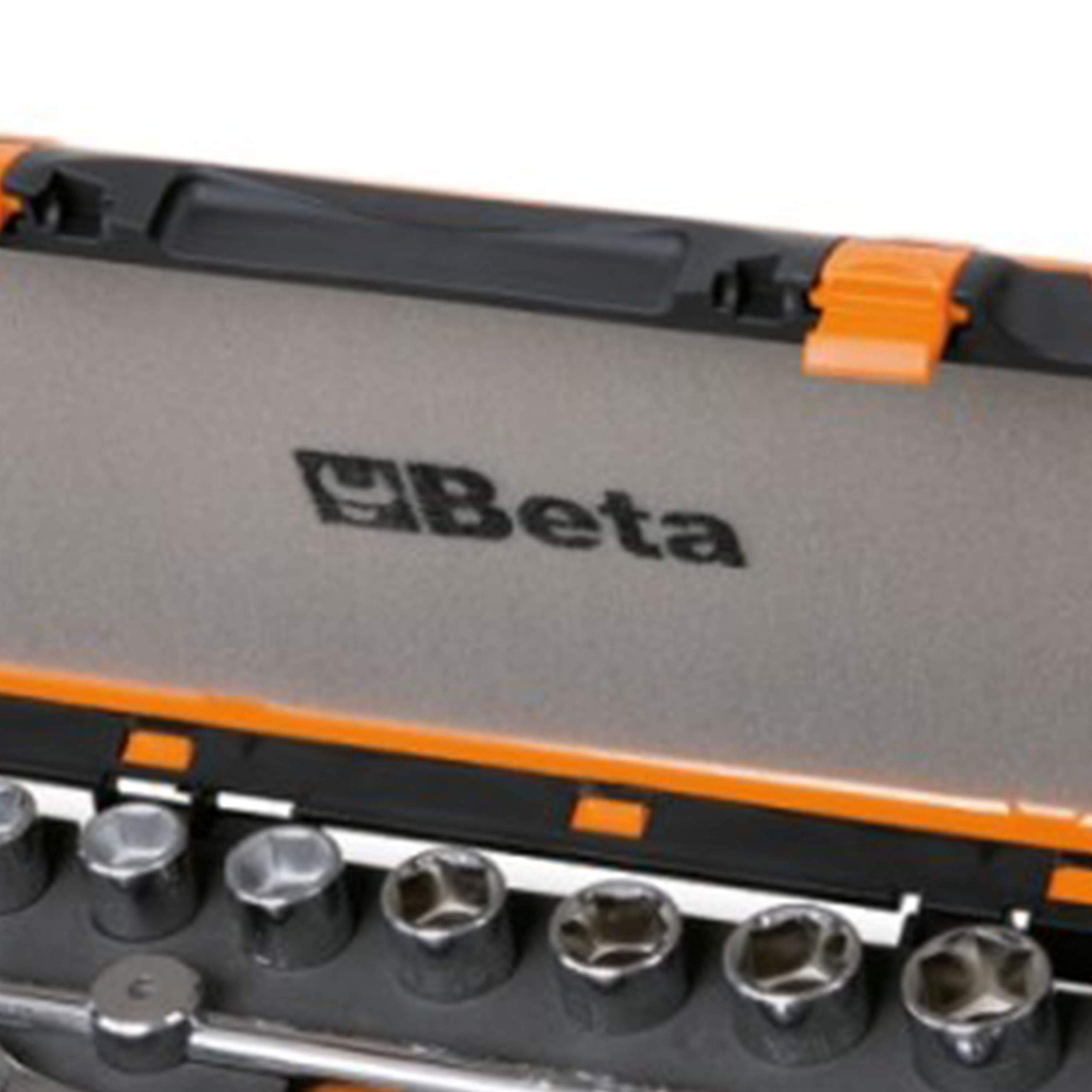 BETA - Set 17 Chiavi a Bussola 1/2" con Cricchetto e Accessori in Cassetta, Kit Professionale Bussole Esagonali con Prolunghe e Snodo per Officina Meccanica e Manutenzione, 920A/C17M