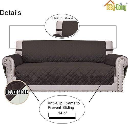 Miniatura 364 de Easy-Going - Funda reversible sobredimensionada para sofá de 3 cojines, protector de muebles resistente al agua con tubos de espuma para perros Gris