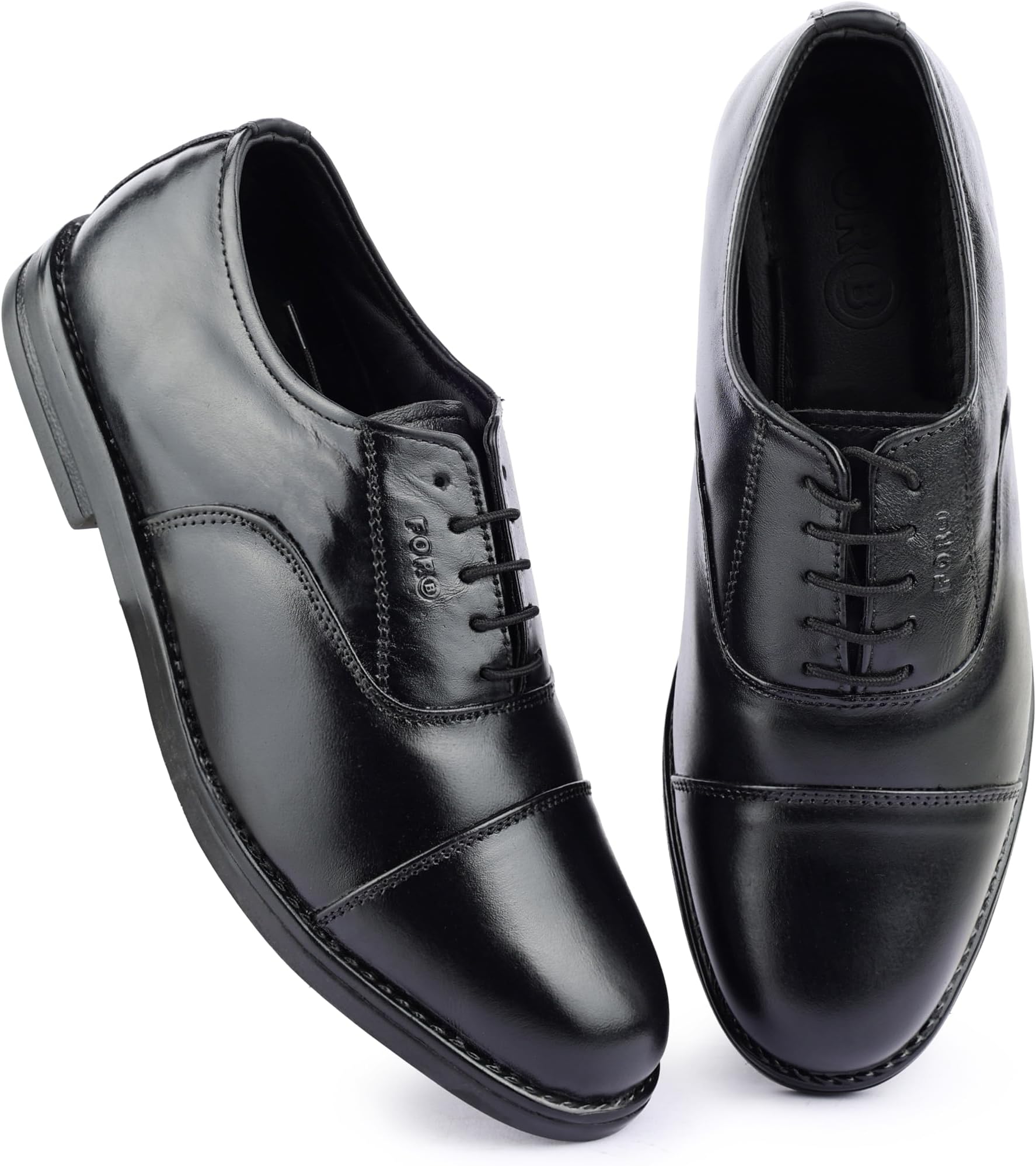 Men's Leather Oxford Dress Shoes, Formal Lace Up, Police Uniform | Cap Toe | Party.Wear Shoes | Genuine Leather Tan Pattern Formal Oxford Shoes for Men.