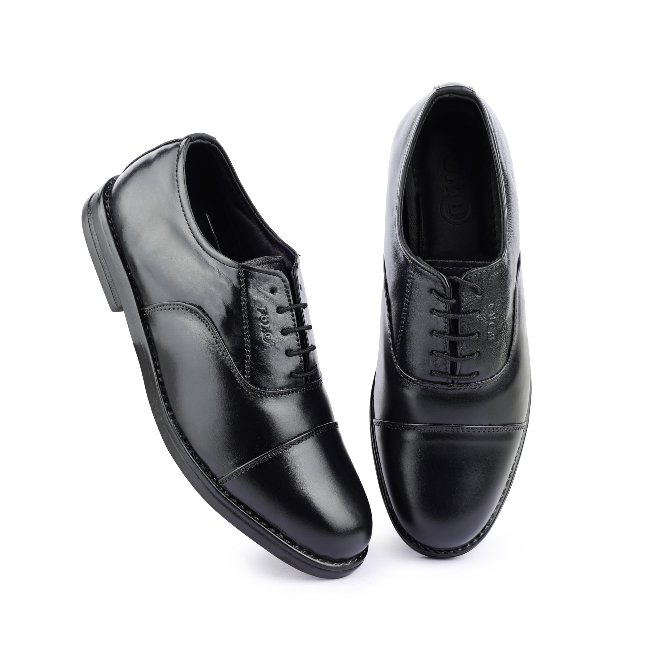 Men's Leather Oxford Dress Shoes, Formal Lace Up, Police Uniform | Cap Toe | Party.Wear Shoes | Genuine Leather Tan Pattern Formal Oxford Shoes for Men.