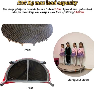 Modular Portable Stage Platform 120cm, Thick Plywood & Galvanized Tube, for Events & Performances