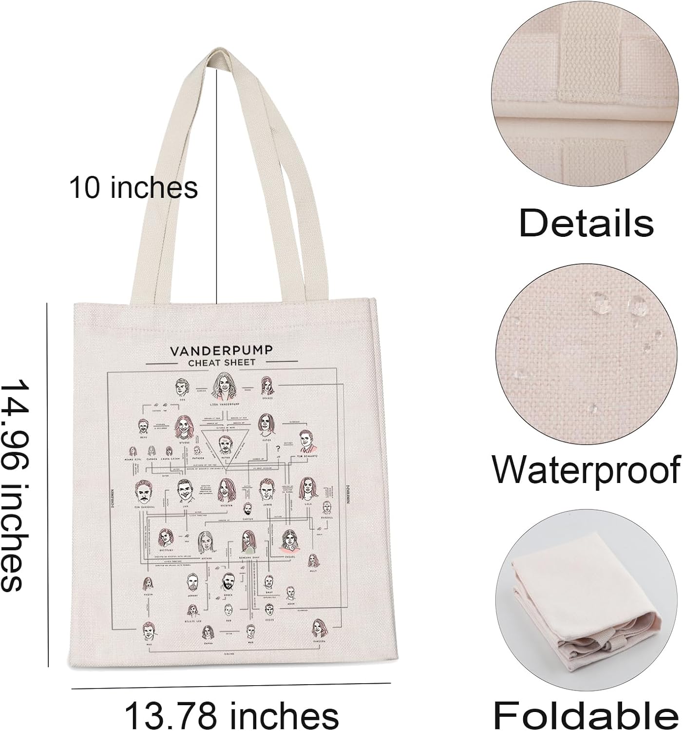 LEVLO Funny Vanderpump Fans Gift Vanderpump Chat Sheet Shopping Bag TV Lover Waterproof Travel Bag - Image 4