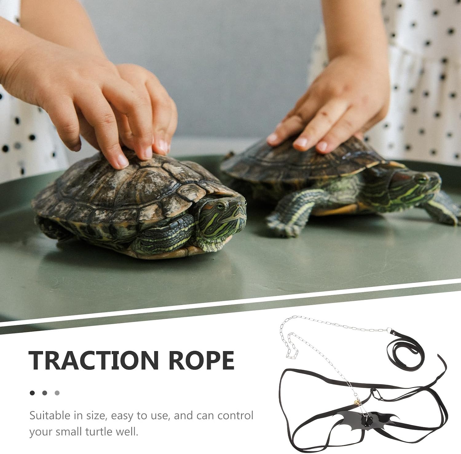 UPKOCH Leash Harness for Large Tortoises, Black Outdoor Walking Rope with Stainless Steel Chain Accessories, Pet Tow Rope for Small and Training