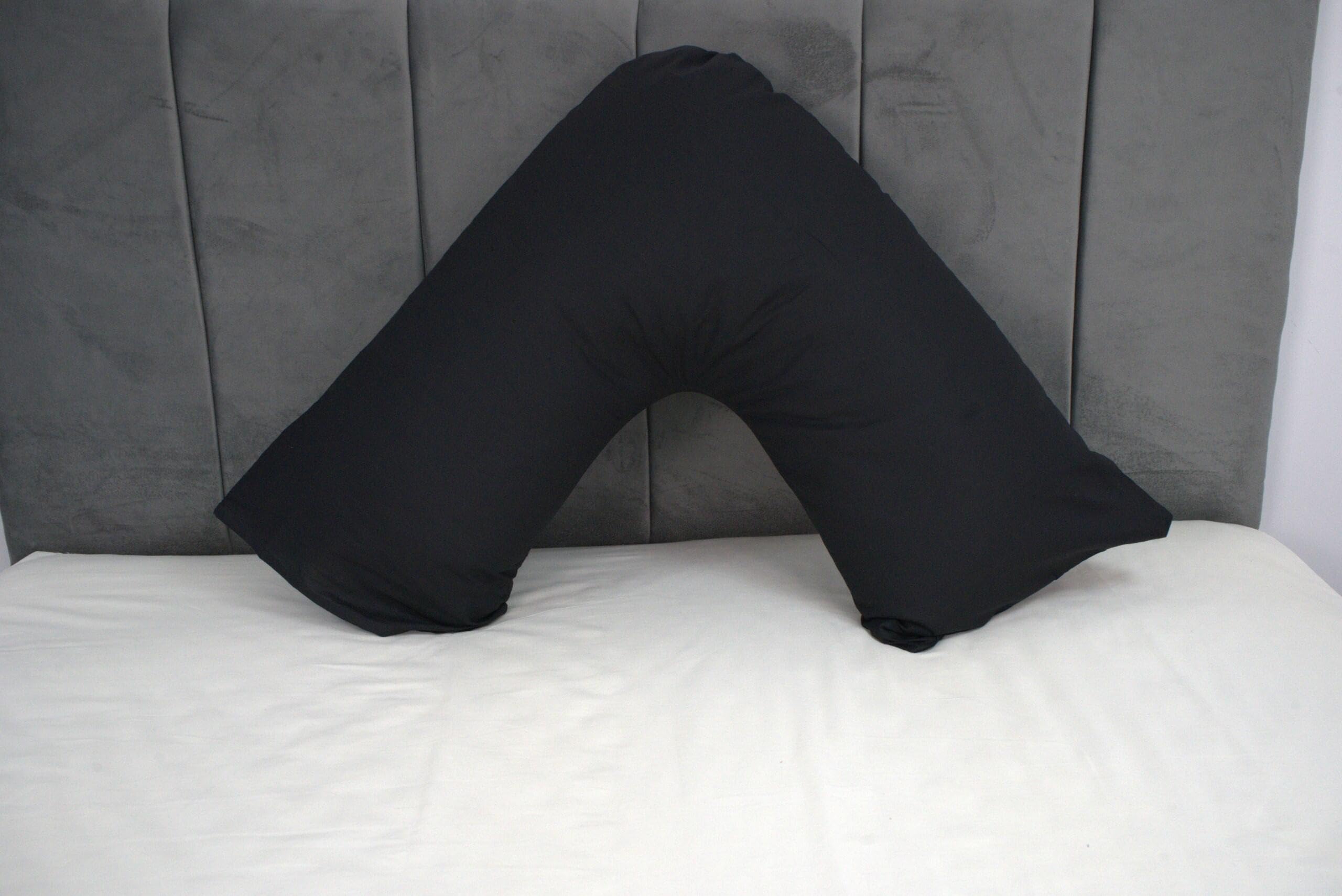 ARLINENS V Shaped Pillow Case Cover -2 Pack Poly Cotton Back Neck & Leg Support in Pregnancy & Maternity V Shaped Full Body Support pillowcases (Black)