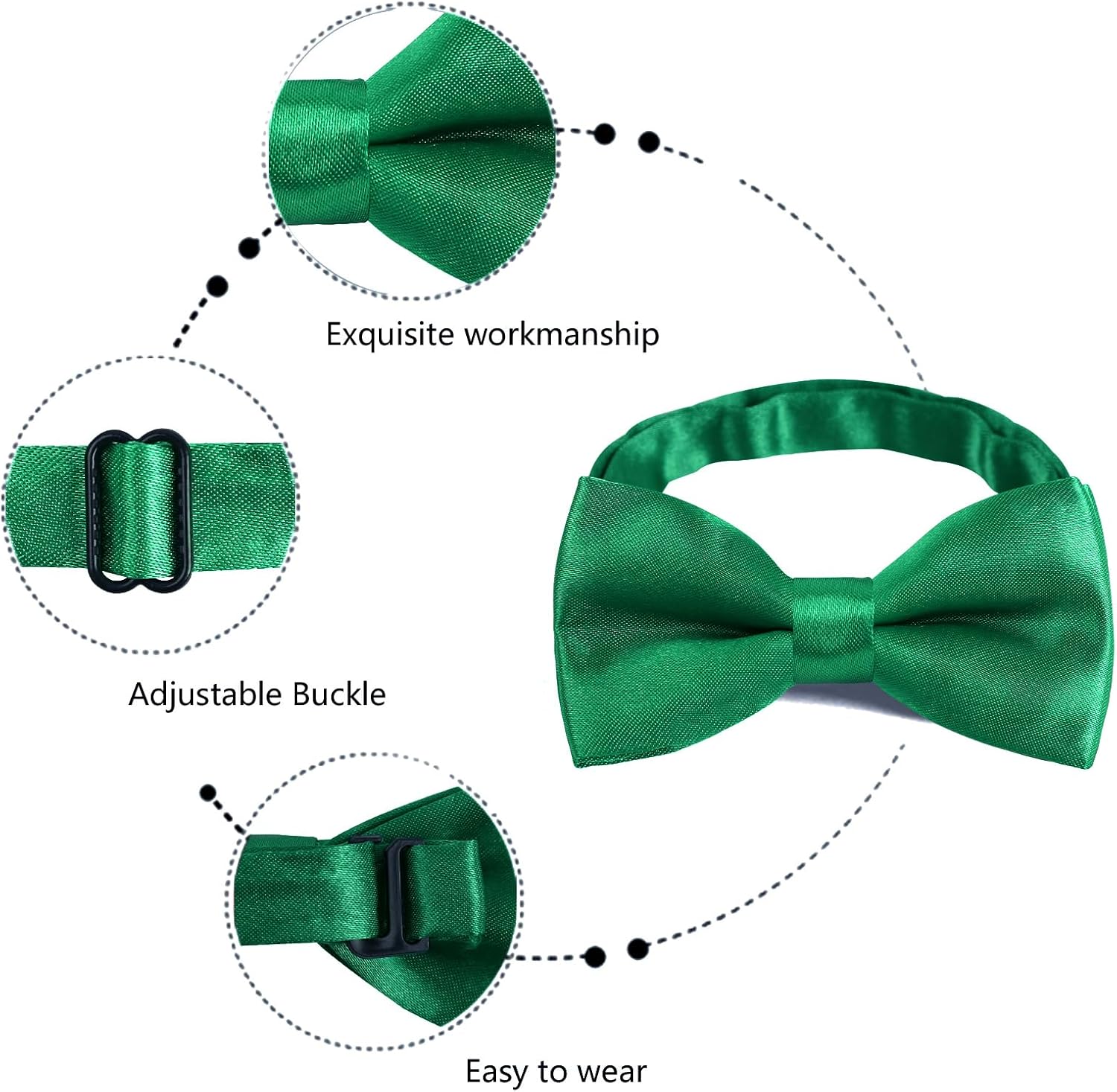 Alizeal Solid Banded Adjustable Length Pre-tied Boy's Bow Tie - Image 3