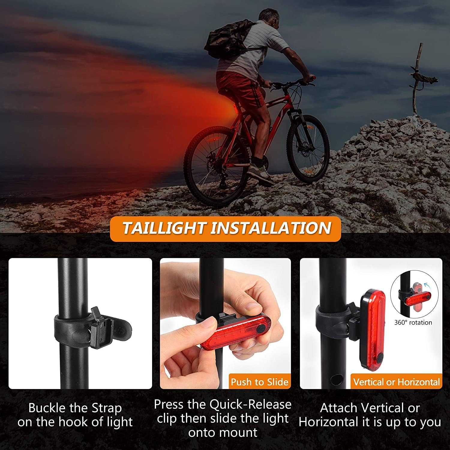 MARSYLUX USB Rechargeable LED Rear Bike Light – Waterproof Bicycle Taillight for Night Riding, High Visibility & Safety – Back Light for Cycle Riders Pack of 1PCS 2