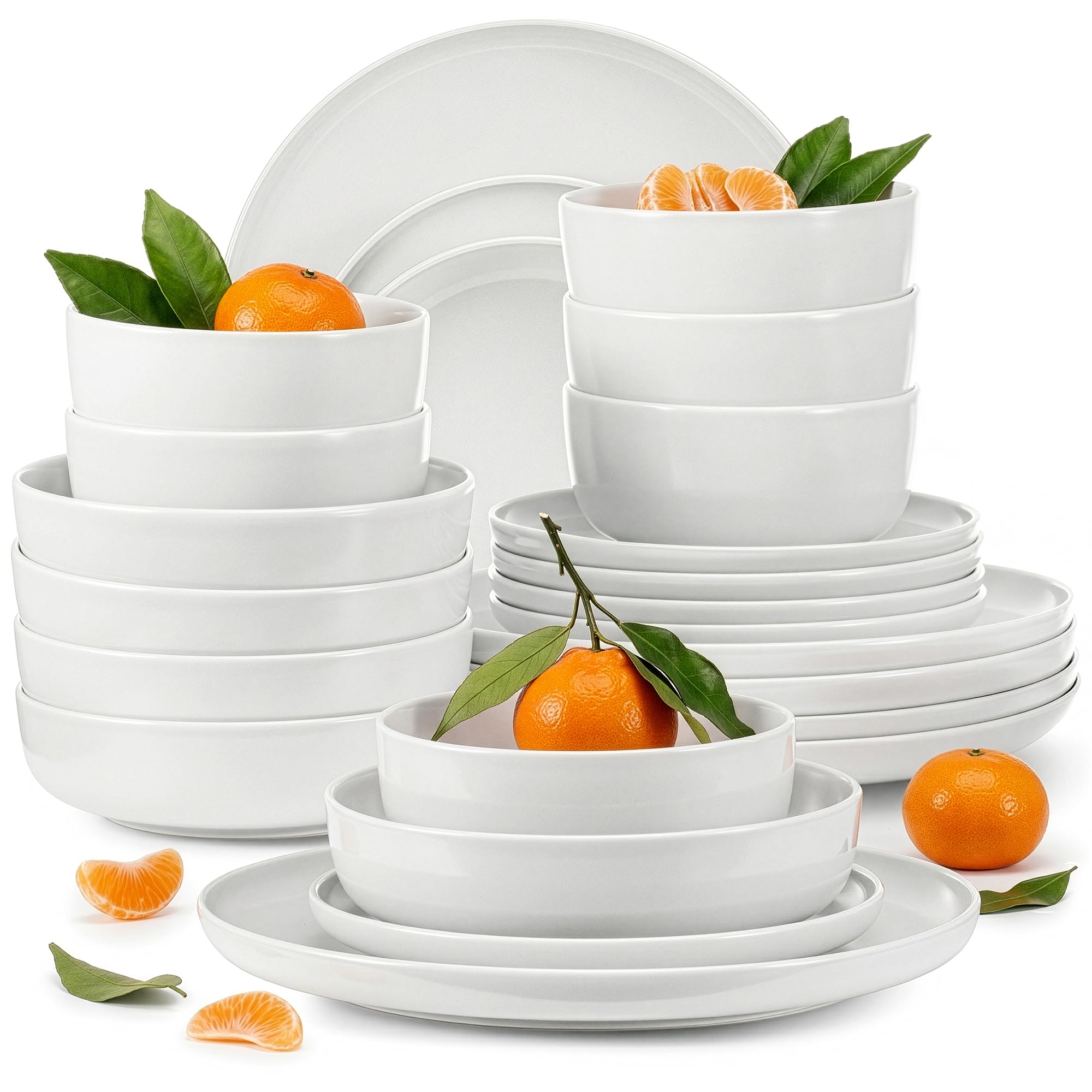 Konsimo Victo Vajilla Para 6 Personas - Vajilla de 18 Piezas - Vajillas Completas - Platos y Cuencos - Vajilla - Juego de Platos de Cerámica - Blanco 24 Piezas