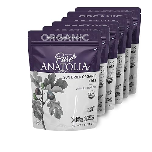 Pure Anatolia - Higos orgánicos turcos secos al sol, sin OMG, sin azúcar añadido, sin azufre, Kosher - Snacks saludables de fibra de fruta entera -