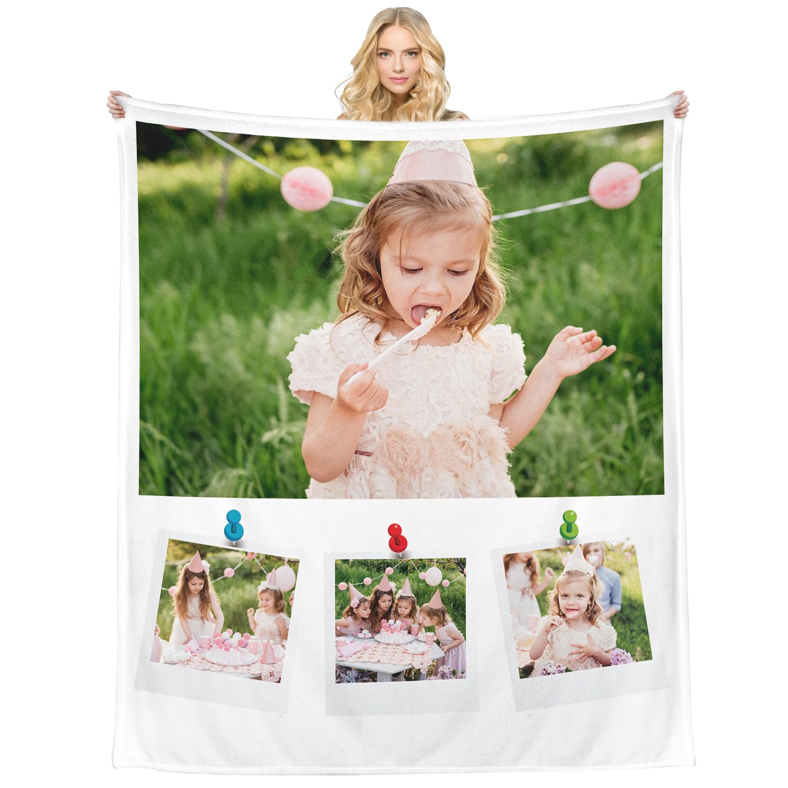 Labycpmg Custom Blanket with Photo Text - Customized Picture Personalized Flannel Throw Blankets for Adult Couple Customizable Mothers Fathers Day