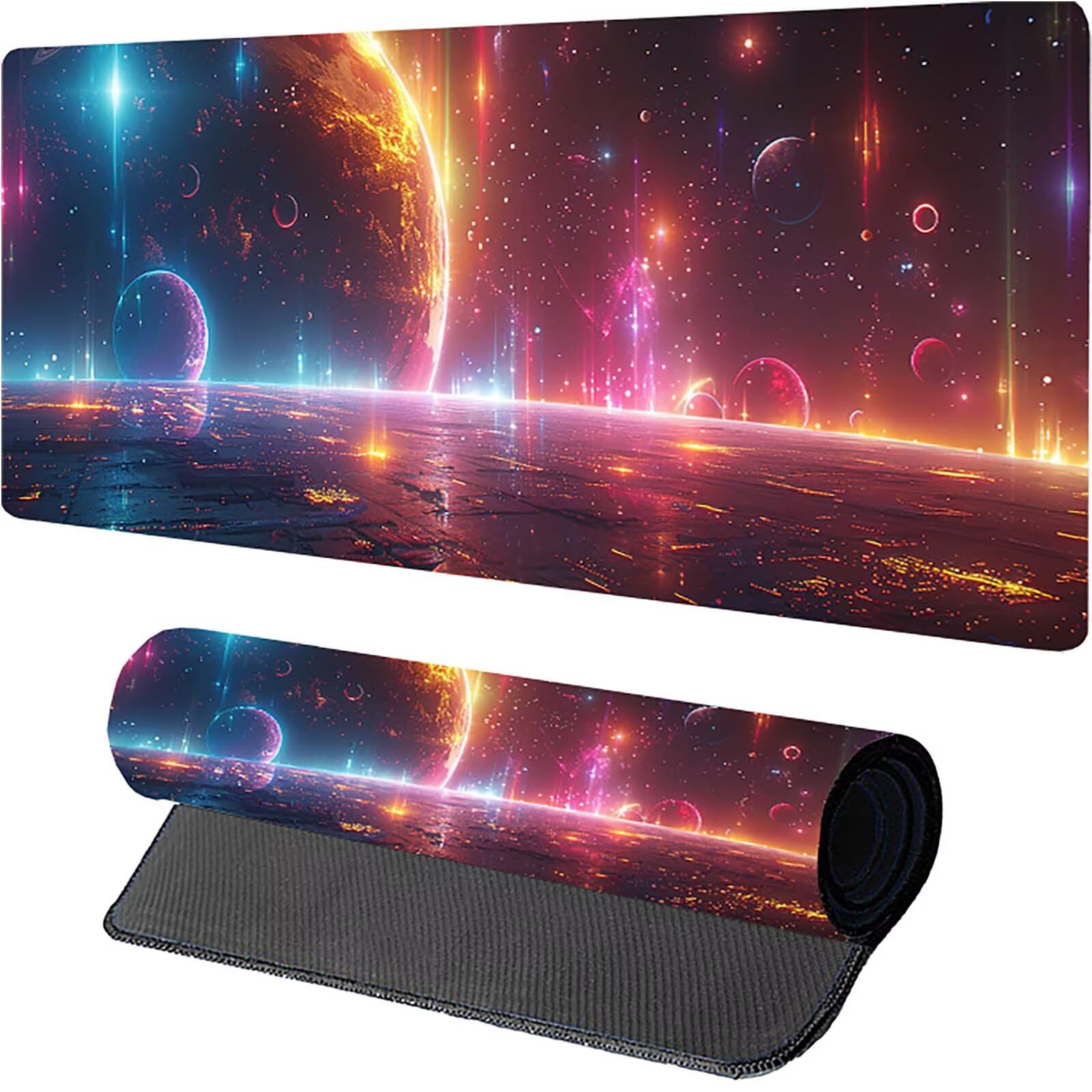 Tappetino Mouse XXL 1500 x 800 mm, Tappetino Mouse Pianeta, Gaming Mousepad Migliorare la Velocità e la Precisione, Mouse Pad con Base in Gomma Antiscivolo, Ufficio Accessori Gaming, Grigio I-1068