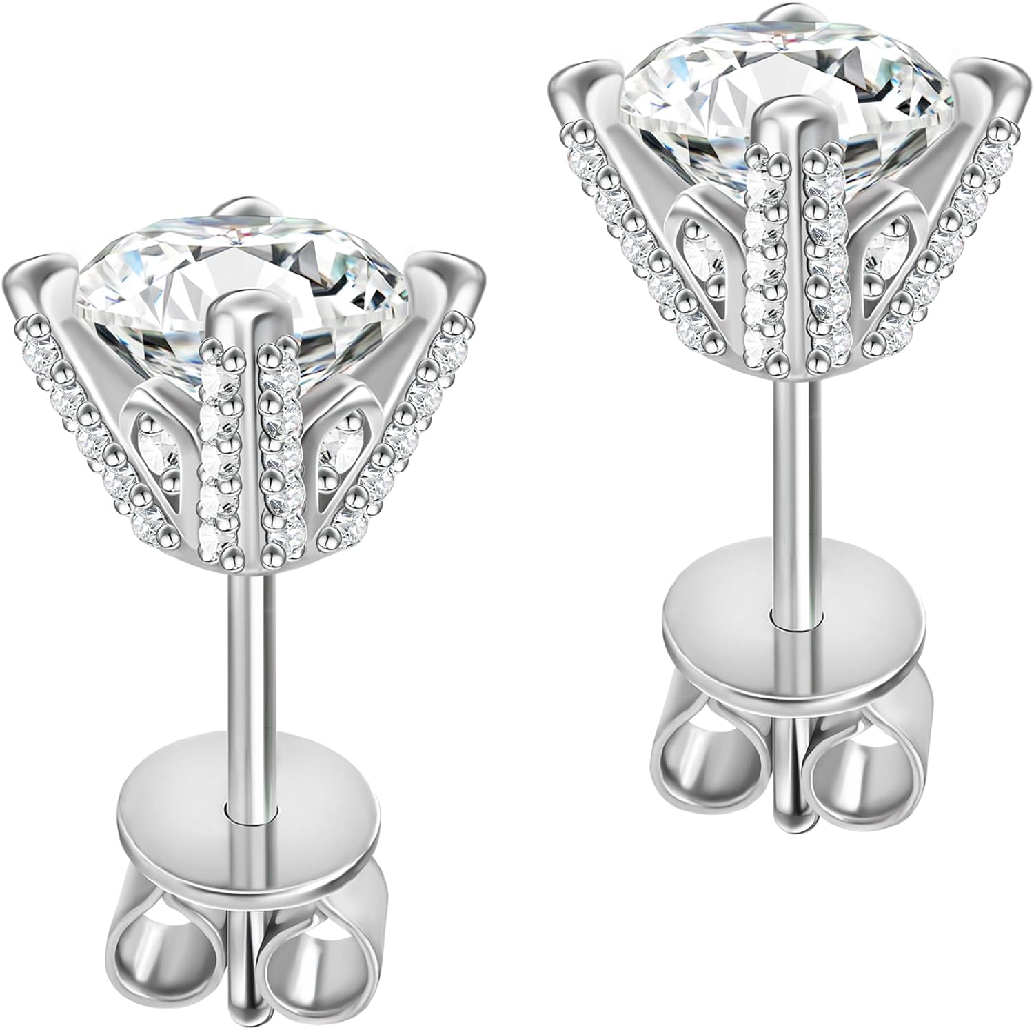 ABSOLUTE Moissanite Earrings for Womens 2 Carat Moissanite Stud Earrings for Men Hyposensitivity S925 Sterling Silver Earrings for Women D Color VVS1 Clarity