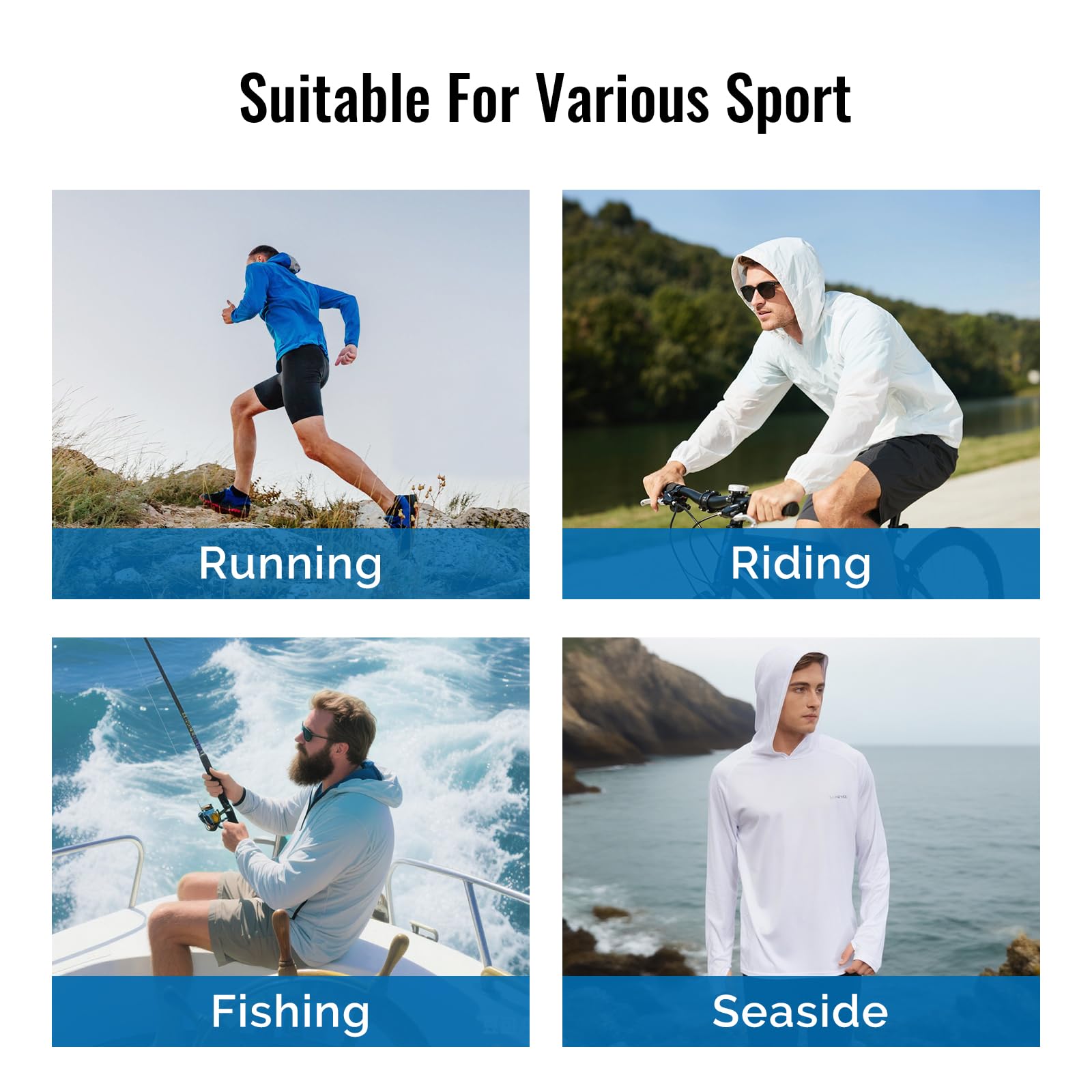 HUAKANG Camiseta de Manga Larga para Hombre Protección UV Ligera y de Secado Rápido para Senderismo Pesca Camping y Otras Actividades al Aire Libre