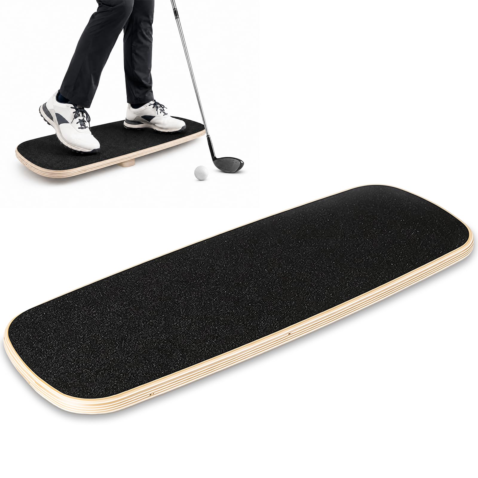 Mvellir Golf Swing Trainer Balance Board 75x30cm, Anti-Slip Weight Transfer Pressure Plate 150kg Capacity, Indoor Outdoor Golf Practice Aid for Men Women Youth Beginners