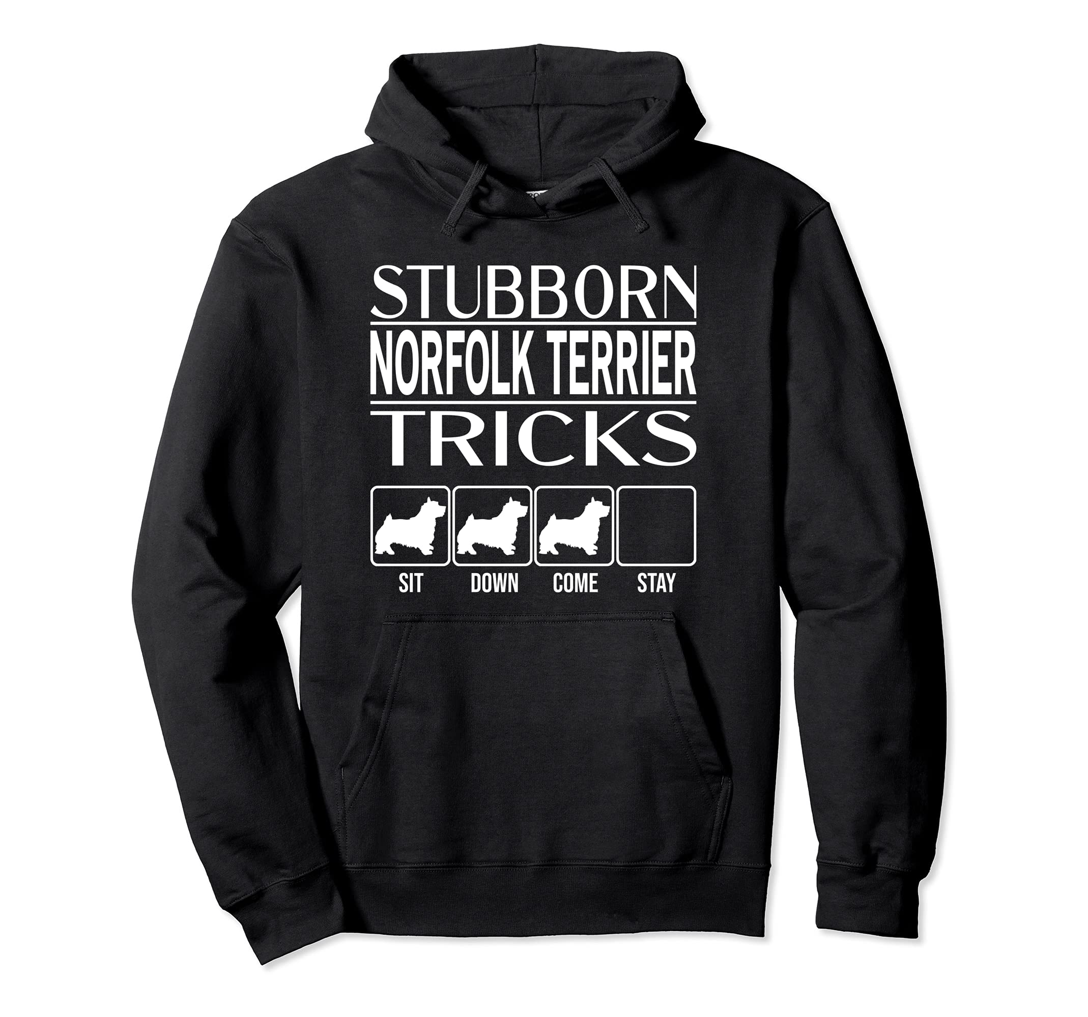 Stubborn Dog Tricks, funny dog gift, Funny Norfolk Terrier Pullover Hoodie, Black