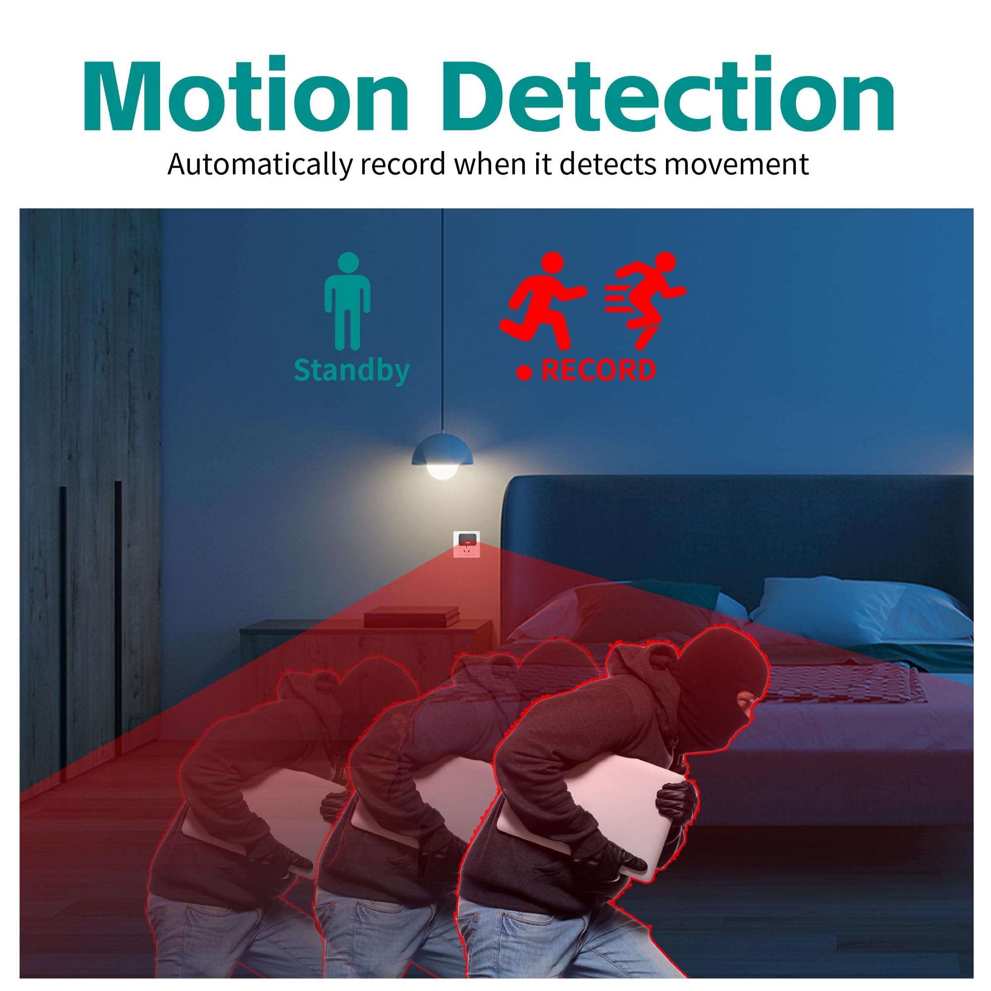 DUVIX Caméra Espion Cachée Chargeur USB 64GB 1080P HD, Caméra de Surveillance avec Détection de Mouvement et Vision Nocturne, Mini Caméra Sécurité Portable Maison Bureau