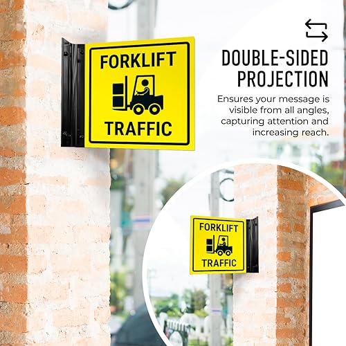 Miniatura 9 de Cartelera de proyección de tráfico para carretilla elevadora, doble cara, 6x6 pulgadas, ACM, con accesorio de níquel cepillado, fabricado en EE. UU