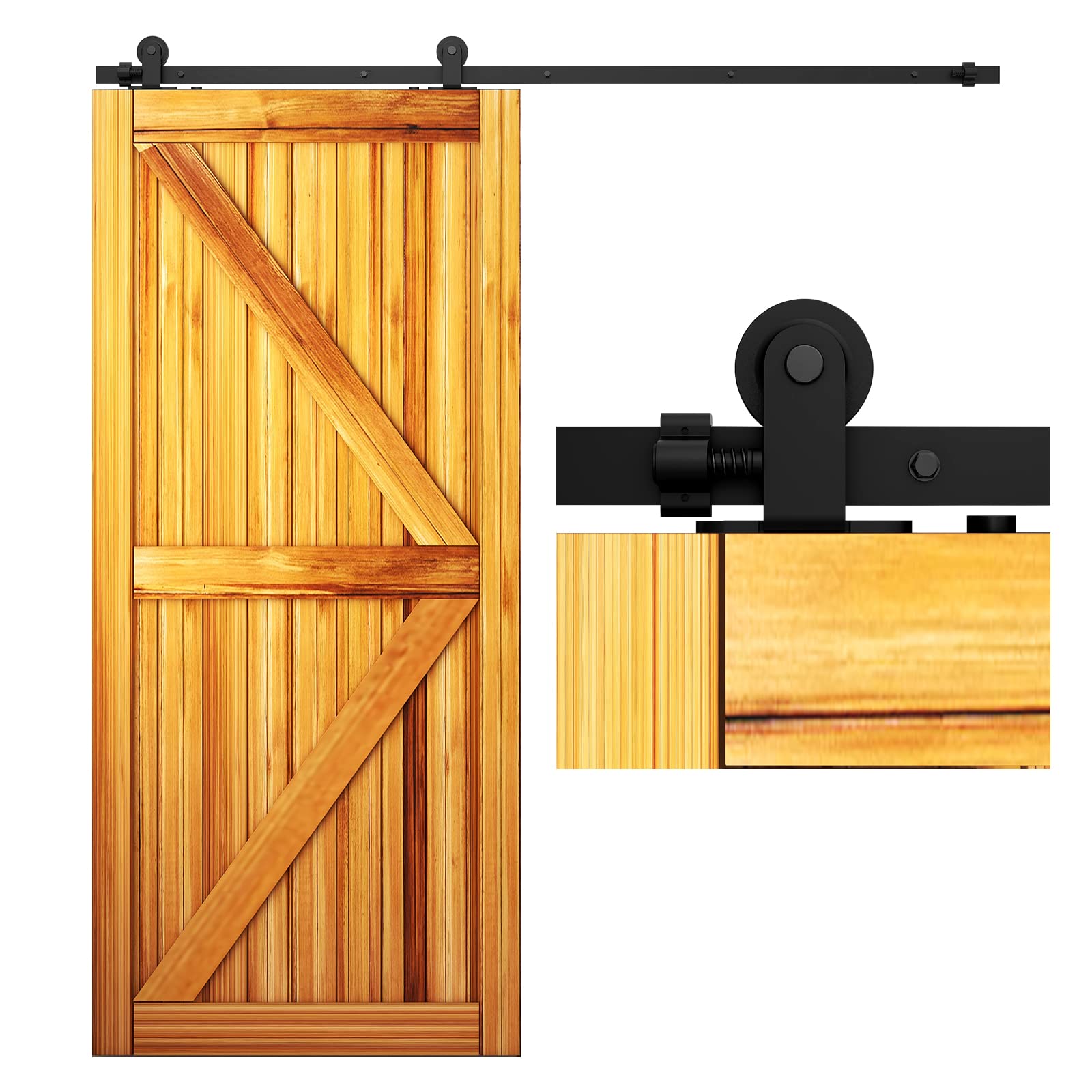 8FT/243cm Binario per Porta Scorrevole, Porta Scorrevole di Placcatura kit accessori per la porta della Nero